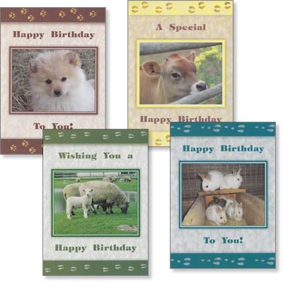 Children's Birthday Cards - Farm Friends - Set of 4